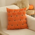 thumbnail image 1 of HomeDM Fall Decorative Throw Pillow Covers 17.7"x17.7" Faux Fluffy Plush Pumpkins Pillowcase Thanksgiving Autumn Harvest Cushion Covers, for Couch Bedroom Living Room Decor, 1 of 6
