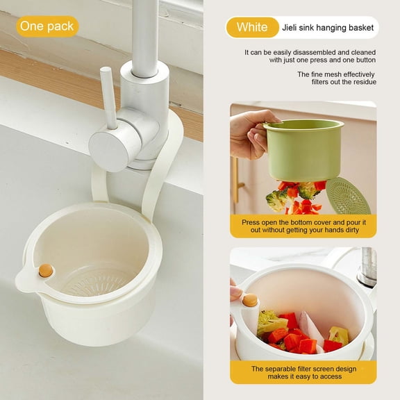 HomeDM Faucet Hanging Filter Basket, Kitchen Sink Drain Strainer Basket, Multifunction Kitchen Sink Food Catcher Basket, Plastic Food Waste Filter and Vegetables Fruits Clean