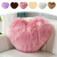 thumbnail image 1 of HomeDM Faux Fur Fluffy Heart Pillow, Shaggy Plush Soft Throw Pillow Decorative Cushion for Couch Bed Sofa Valentine's Day Decor, 15.7"x11.8",Heart Shaped, Hot Pink, 1 of 7