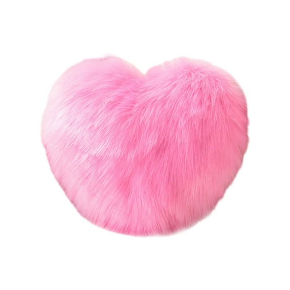 HomeDM Faux Fur Fluffy Heart Pillow, Shaggy Plush Soft Throw Pillow Decorative Cushion for Couch Bed Sofa Valentine's Day Decor, 15.7"x11.8"