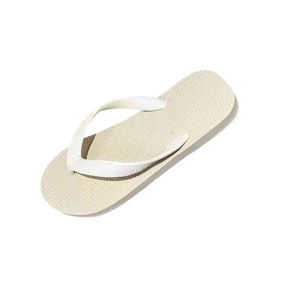 HomeDM Flip Flops for Women Men Round Toe Slip On Flat Thong Sandals Non-Slip Shower Shoes Summer Beach Sandals, White Size 7-7.5