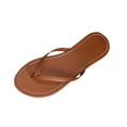 thumbnail image 1 of HomeDM Flip Flops for Women Round Toe Flat Thong Sandals Dressy Vacation Summer Beach Sandals, Brown Size 7.5, 1 of 9