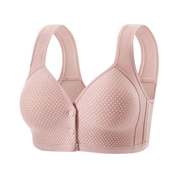 HomeDM Front-Closure Bras for Women No Underwire Full Coverage Supportive Tshirt Bras Push Up Supportive, Pink, M
