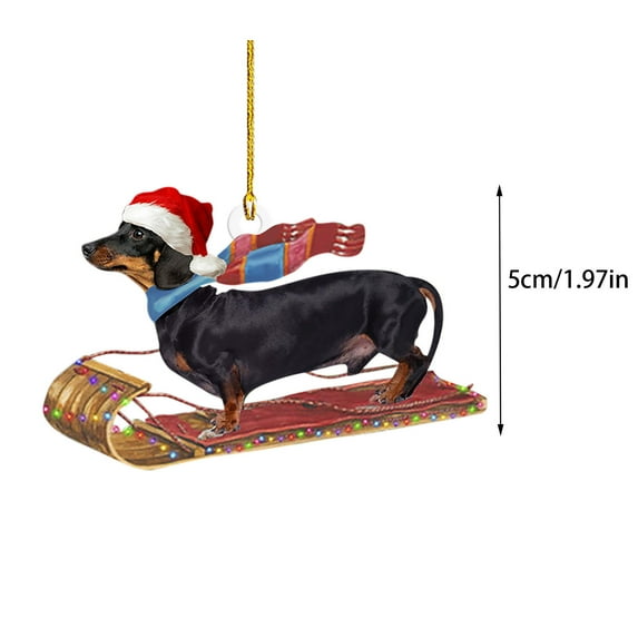 HomeDM Funny Black Dachshund Dog Christmas Tree Ornaments Black Dachshund Dog Lovers Gift Idea for Christmas Xmas Decor Cute Dachshund Dog Christmas Tree Hanging