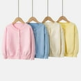 thumbnail image 1 of HomeDM Girl's Boys Crewneck Button-Up Cardigan - Unisex Kids Baby Cotton Knit Sweater Casual Cute Outerwear Solid Color Long Sleeve Cardigans Sweater, Pink Size 4-5 Years, 1 of 9