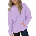 thumbnail image 1 of HomeDM Girls' Boys Sweatshirts Long Sleeve Lightweight Pullover Tops Solid Color Basic Hoodie Fall Winter Hoodies for Unisex Kids Sizes 4-14 Years, 1 of 9