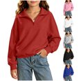 thumbnail image 1 of HomeDM Girls Long Sleeve Sweatshirts Quarter Zip Mock Neck Pullover Tops Fall Casual, 1 of 10