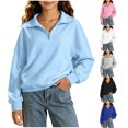 thumbnail image 1 of HomeDM Girls Long Sleeve Sweatshirts Quarter Zip Mock Neck Pullover Tops Fall Casual, 1 of 10