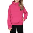thumbnail image 1 of HomeDM Girls Sweatshirts Quarter Zip Long Sleeve Hooded Pullover Tops Kids Solid Color Lightweight Fall Winter Hoodies with Pocket Thumbholes, Hot Pink Size 9-10 Years, 1 of 8