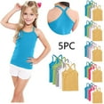 thumbnail image 1 of HomeDM Girls Undershirts Solid Color Athletic Tank Tops 5 Pack Racerback Sleeveless Soft Cotton Sports Dance Workout Tops 12Months-13Years, 1 of 9