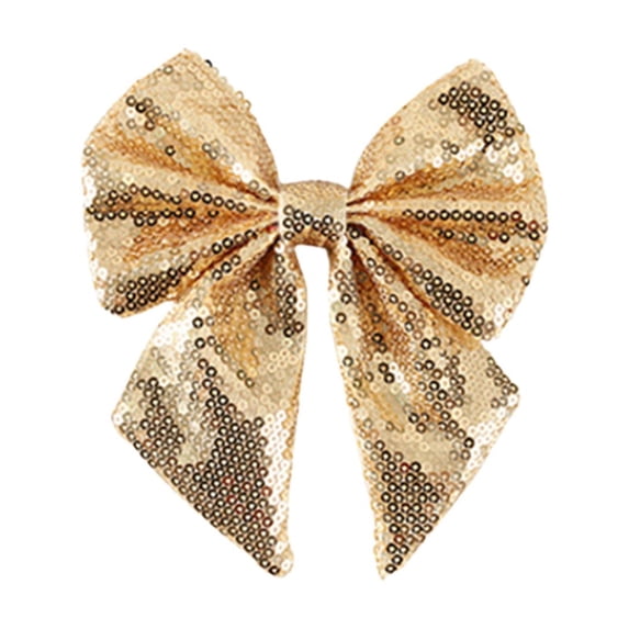 HomeDM Gold Christmas Bows Decorations 7.09" X 9.06" Xmas Wreath Bows Christmas Tree Hanging Ornaments Ribbon Bows for Tree Home Party Front Door Wreath Holiday Decor