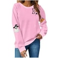 thumbnail image 1 of HomeDM Halloween Sweatshirts for Women Casual Loose Crewneck Tops Cute Graphic Long Sleeve T Shirts Fall Pullover - Pink/XL, 1 of 4