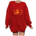 thumbnail image 1 of HomeDM Halloween Sweatshirts for Women Casual Loose Crewneck Tops Cute Graphic Long Sleeve T Shirts Fall Pullover - Red/2XL, 1 of 3