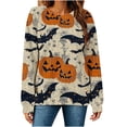 thumbnail image 1 of HomeDM Halloween Women's Long Sleeve Sweatshirt Crew Neck Graphic Pullover Tops Holiday Outfits, 1 of 6
