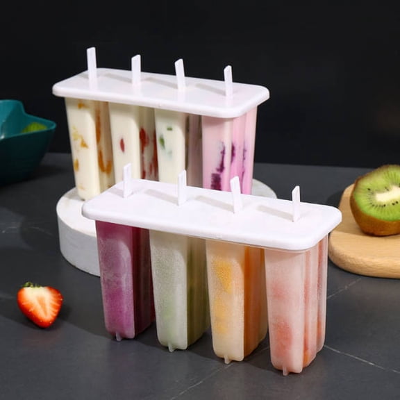 HomeDM Homemade Popsicle Molds, Easy Release Ice Pop Maker, 4-Cavity Silicone Popsicle Mold