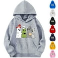 thumbnail image 1 of HomeDM Hooded Sweatshirts for Boys Girls - Unisex Kids Long Sleeve Graphic Hooded Sweatshirt Tops with Pocket - Gray/13-14 Years, 1 of 5