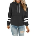 thumbnail image 1 of HomeDM Hoodie Sweatshirts Women's Stripes Long Sleeve Pullover Tops Kangaroo Pockets Casual Oversized Hoodies - Black/M, 1 of 5