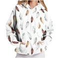 thumbnail image 1 of HomeDM Hoodies Sweatshirts for Women Floral Print Pullover Tops Long Sleeve Drawstring Hooded Shirts with Pocket - White/3XL, 1 of 7