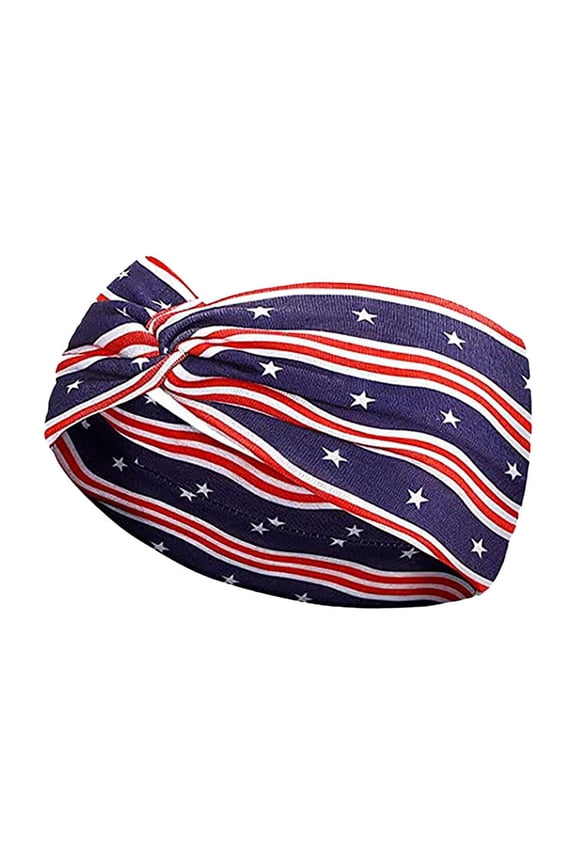 Independence Day Red White and Blue Patriotic American Flag Tie Headband USA 4th of July Headband Hair Acessories Cloth Elastic Yoga Hair Bandana Patriotic Headbands