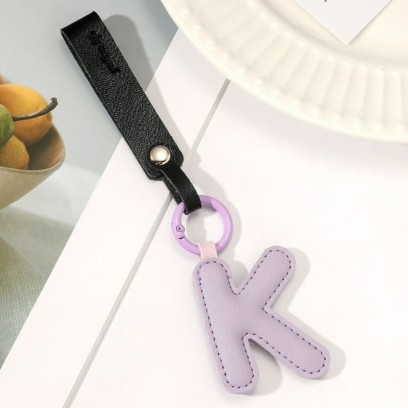 HomeDM Initial Letter Keychain Faux Leather Alphabet Keychain with Easy Clasp, Key Car Key Bag Key Ring for Women Mens
