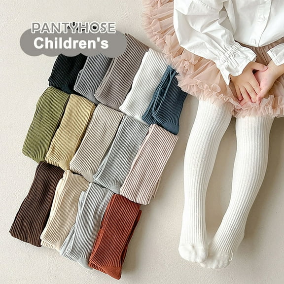 HomeDM Kids Baby Girls Tights Socks Solid Color Cable Knit Leggings Stockings Infants Toddlers Seamless Winter Warm Pantyhose 2-12 Years