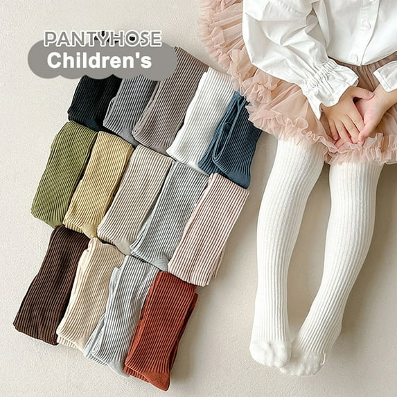 HomeDM Kids Baby Girls Tights Socks Solid Color Cable Knit Leggings Stockings Infants Toddlers Seamless Winter Warm Pantyhose 2-12 Years