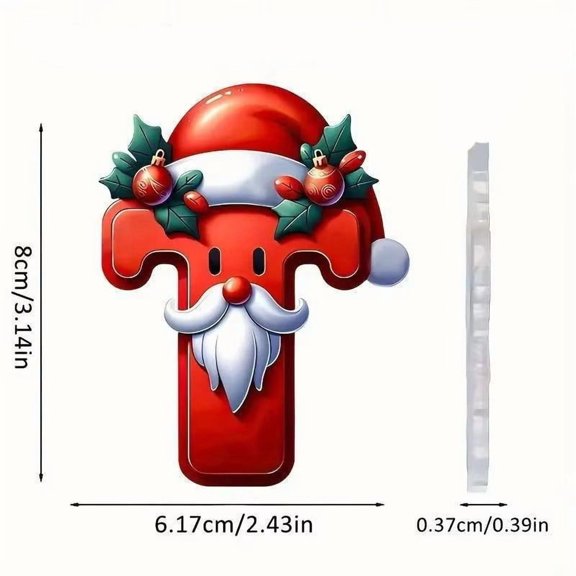 HomeDM Letter T Christmas Ornaments Red Santa Claus Christmas Letters Hanging Pendant for Christmas Tree Decorative 2D Acrylic Xmas Alphabet Letters for Christmas Tree Wreath Holiday Decor