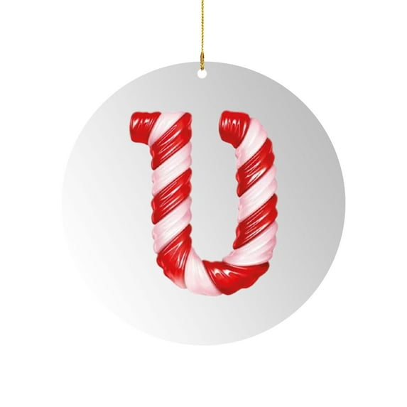 HomeDM Letter U Christmas Ornaments, 3.9" Xmas Hanging Pendant, Funny 26 Letter Christmas Tree Decorations, 2D Flat Acrylic Xmas Alphabet Pendant for Gifts Wreaths Xmas Tree Decor