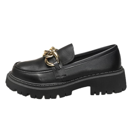 HomeDM Loafers for Women Low Chunky Platform Closed Toe Comfort Slip-On Business Work Dress Shoes, Size 5.5