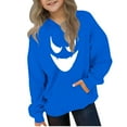 thumbnail image 1 of HomeDM Long Sleeve Pullover Hoodie Sweatshirt for Boys Girls - Unisex Kids Graphic Hooded Sweatshirt Tops with Pocket - Blue/13-14 Years, 1 of 4