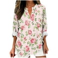 thumbnail image 1 of HomeDM Long Sleeve Womens Tops V-Neck Trendy Floral Tunic Tops Casual Summer Fall Work Business Blouses, Size S-5XL, 1 of 5