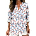thumbnail image 1 of HomeDM Long Sleeve Womens Tops V-Neck Trendy Floral Tunic Tops Casual Summer Fall Work Business Blouses, Size S-5XL, 1 of 5