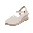 thumbnail image 1 of HomeDM Low Wedge Platform Sandals for Women Ankle Strap Closed Toe Summer Beach Sandals Comfort Walking Shoes, White Size 8.5, 1 of 7