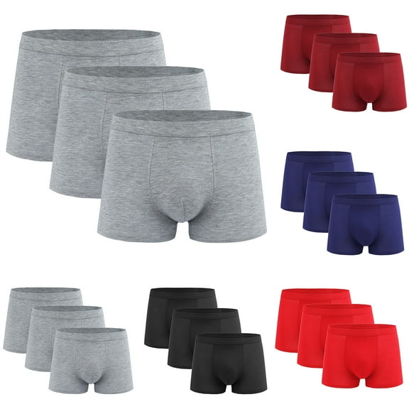 HomeDM Men's 3 Pack Boxer Briefs Moisture-Wicking Underwear Gray/3XL