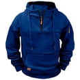 thumbnail image 1 of HomeDM Men's Cargo Hoodies, Quarter Zip Long Sleeve Pullover Sweatshirt with Pockets, Blue, 1 of 6
