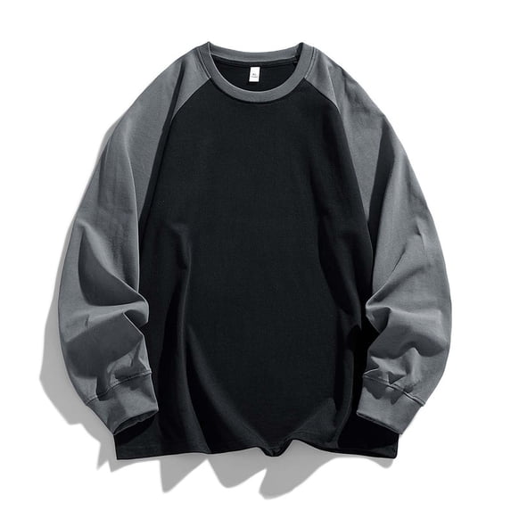 HomeDM Men's Crewneck Sweatshirt Raglan Long Sleeve Color Block Pullover Tops Casual Loose Fit Sports Gym Workout