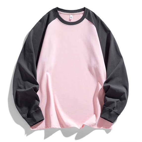 HomeDM Men's Crewneck Sweatshirt Raglan Long Sleeve Color Block Pullover Tops Casual Loose Fit Sports Gym Workout