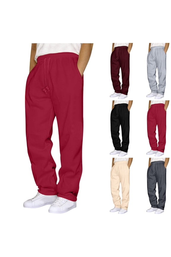 HomeDM Men's Jogger Pants Athletic Sweatpants with Pockets Lightweight Running Jogging Sweat Pants for Wear Workout Gym - Red/3XL