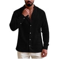 thumbnail image 1 of HomeDM Men's Long Sleeve Shirts Henley Button Down Summer Fall Beach Basic T-Shirts, Black, 1 of 9