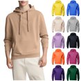 thumbnail image 1 of HomeDM Men's Long Sleeve Sweatshirts Thin Fleece Solid Color Pullover Hoodies with Pockets, 1 of 7