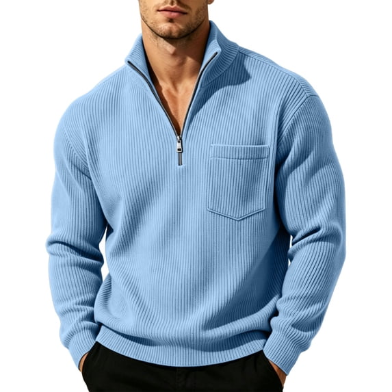 HomeDM Men's Quarter Zip Sweatshirts Corduroy Stand Collar Casual Pullover Tops Long Sleeve with Pockets