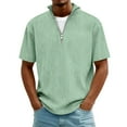 thumbnail image 1 of HomeDM Men's Short Sleeve Quarter Zip Shirts, Casual Solid Color Summer Basic Tee, Green, 1 of 7
