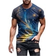 thumbnail image 1 of HomeDM Men's Short Sleeve T-Shirts Stylish Graphic Crew Neck Pullover Tops for Summer Casual, Size L, 1 of 5