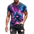 thumbnail image 1 of HomeDM Men's Short Sleeve T-Shirts Stylish Graphic Crew Neck Pullover Tops for Summer Casual, Size L, 1 of 5