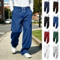 thumbnail image 1 of HomeDM Men's Sweatpants Wide Leg Lounge Sweat Pants Drawstring Elastic Waist Open Bottom Workout Joggers with Pockets Blue L, 1 of 9