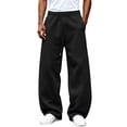 thumbnail image 1 of HomeDM Men's Sweatpants with Pocket Wide Leg Open Bottom Athletic Joggers Black Drawstring Workout Gym Casual Pants Size XL, 1 of 5