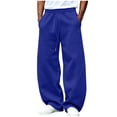 thumbnail image 1 of HomeDM Men's Sweatpants with Pocket Wide Leg Open Bottom Athletic Joggers Blue Drawstring Workout Gym Casual Pants Size M, 1 of 5