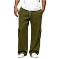 thumbnail image 1 of HomeDM Men's Sweatpants with Pockets Open Bottom Jogger Army Green Athletic Lounge Pants Size L, 1 of 8
