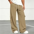 thumbnail image 1 of HomeDM Men's Sweatpants with Pockets Open Bottom Jogger Khaki Athletic Lounge Pants Size 2XL, 1 of 8