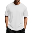 thumbnail image 1 of HomeDM Men's T-Shirts Short Sleeve Crew Neck Solid Color Summer Casual Workout Shirts, White Size L, 1 of 9
